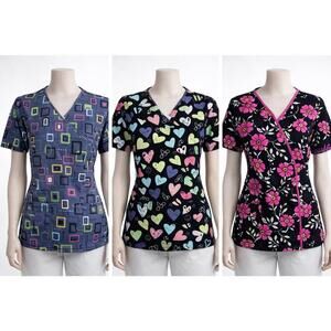 Lot 3 SB Scrubs Women’s Scrub Tops Size XS Medical Nurse Uniform Workwear Health